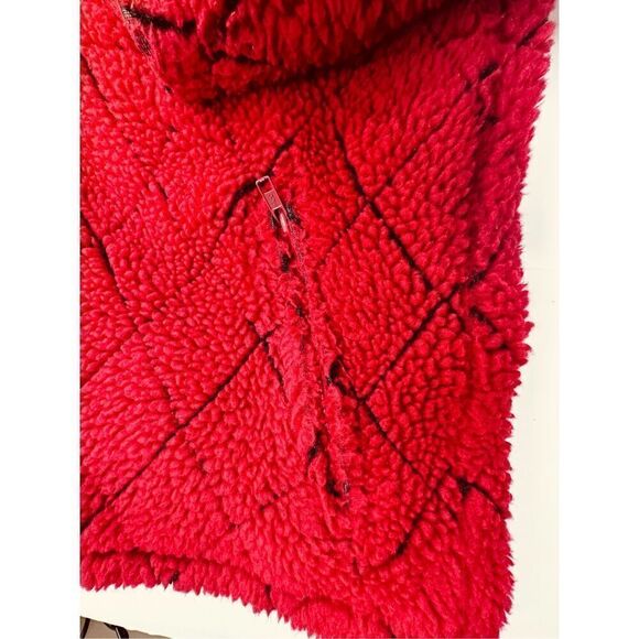 VTG LL Bean Quilted Sherpa Coat Red True Vintage Made in USA Size Medium - Picture 10 of 12